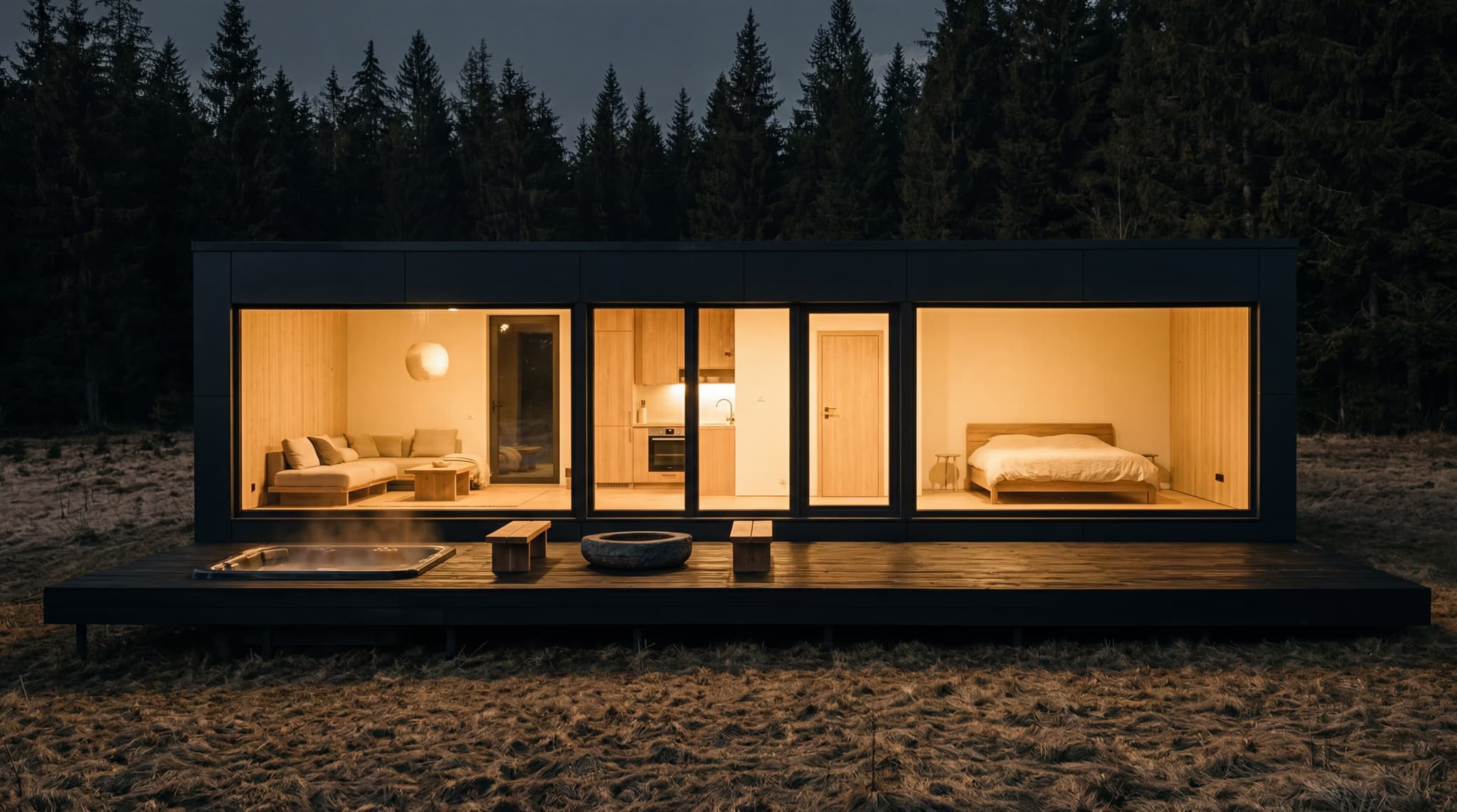 Moon Cabin exterior - modular hospitality unit